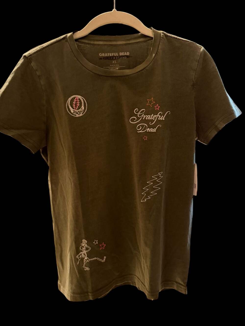 Lucky Brand Women's Grateful Dead Multi Hit Classic Crewneck Embroidered T-Shirt